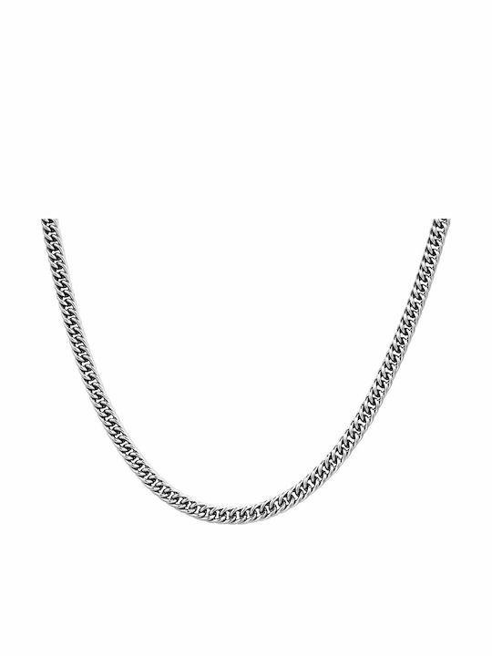 Micron Cubana Chain Silver 4mm Neck Chain Stainless Steel 316L 55 Cm