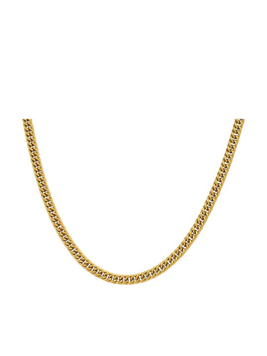 Micron Cubana Chain Gold 4mm Αλυσίδα Λαιμού Ανοξείδωτο Ατσάλι 316l 60 Cm