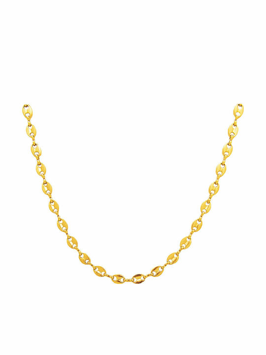 Theta Chain Gold 5mm Neck Chain Stainless Steel 316L 40 Cm
