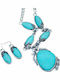 Jewelry Set Necklace Earrings Vintage Boho Drop Shape Turquoise Stones S21