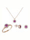 Pink Gold 14 Carat Engagement Jewelry Set Fuchsia Zirconia Studs Set035579 Set035579 14 Carat Gold
