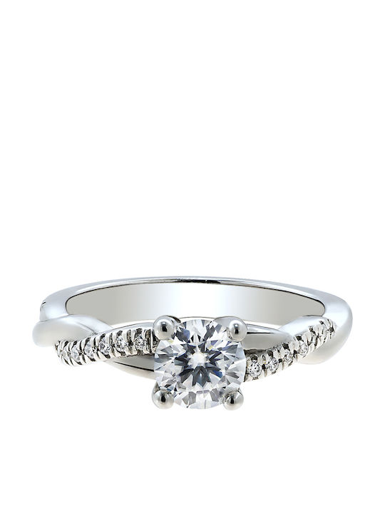 Single Stone Ring White Gold 9K Zircon P-50059 White Gold 9K