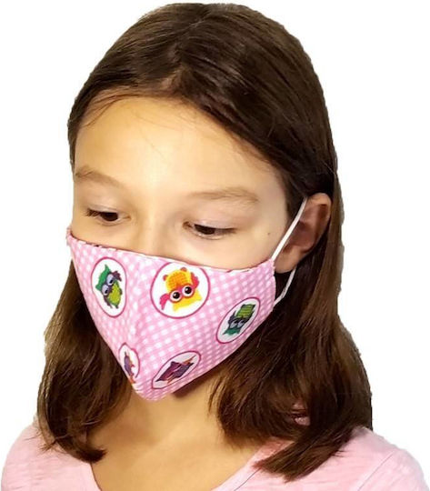 Fabrik Protective Mask Fabric Kids Pink with Owls MARK837 1pcs