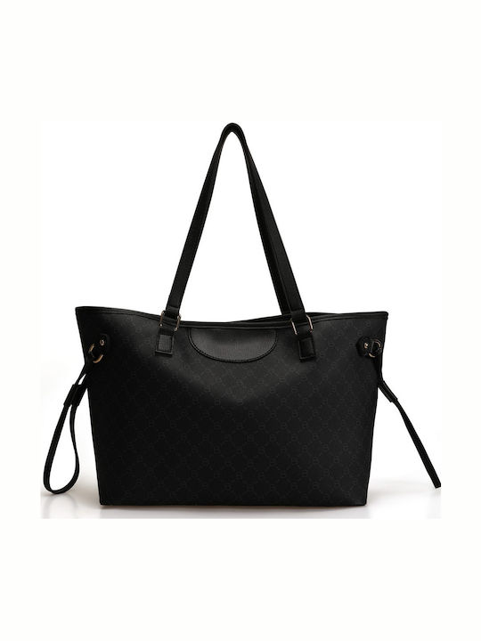 Shopper Handtasche Lucky Bees 355 V2 Schwarz Grau Kunstleder 50x15x28 cm 671lkb1521