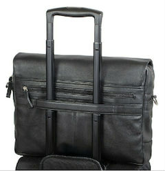 Leder Schultertasche Schwarz 47035
