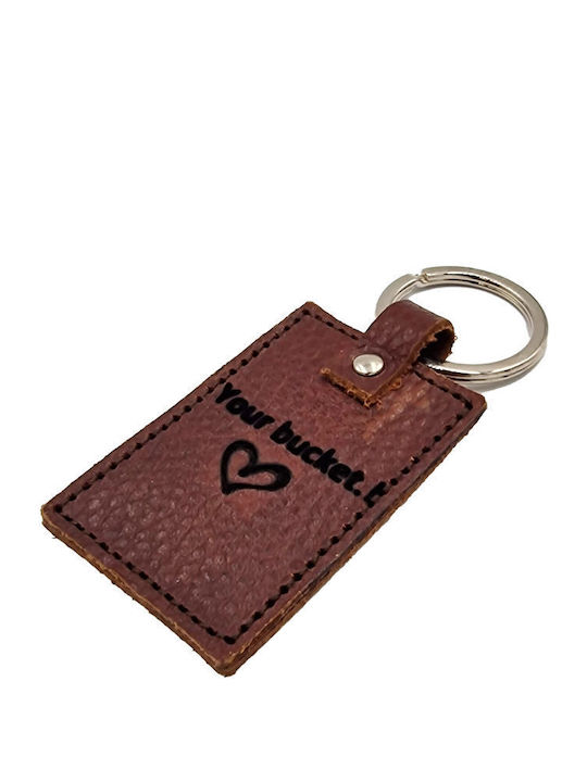 Χειροποιητο Δερματινο Μπρελοκ Κλειδιων Unisex Χαραξη Καφέ