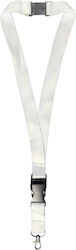 Neck Cord 2.5cm Yogi 02005 Plastic Buckle & Metal Hook White