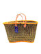Handmade Beach Bag Shoulder Leather Handle Yellow Brown 33x60cm