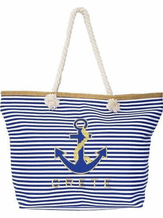 Geantă de Plajă Nautică Cod 13183 Ancoră Brodată Creta