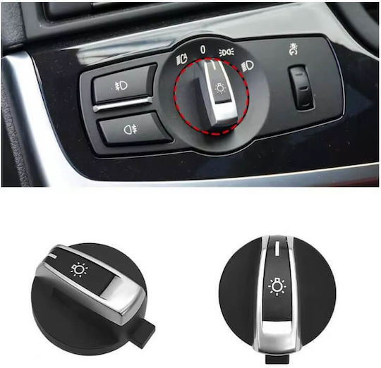 Ανταλλακτικό Κουμπί Διακόπτη Φώτων Bmw Σειρά 5 F10 F11 6 F06 F12 F13 7 F01 F02 X3 F25 X4 F26 Μαύρο Ασημί