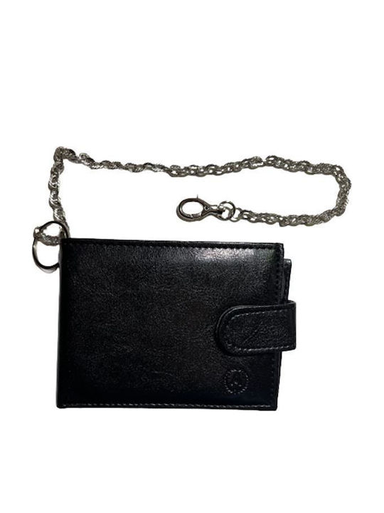 Ανδρικό Πορτοφόλι Κούμπωμα Annie Leather Μαύρο Αλυσίδα
