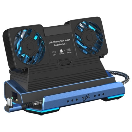 Hard Drive Case Game Docking Station USB-C 10 1 YCE-V279 Detachable Fan Blue-Black