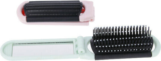 Parsa Travel Bag Brush Foldable Mirror Green Pink
