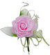 Synthetic Water Lily Flower Leaf Ribbon Wire Pink Hair Clip