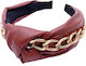 Haar Stirnband Turban Lederoptik Goldene Kette Dunkelblau