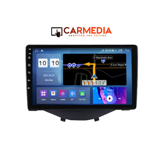 Carmedia Ηχοσύστημα Αυτοκινήτου για Peugeot 108 Toyota Aygo Citroen C1 2014 (Bluetooth/USB/WiFi/GPS/Apple-Carplay/Android-Auto) με Οθόνη Αφής 9"