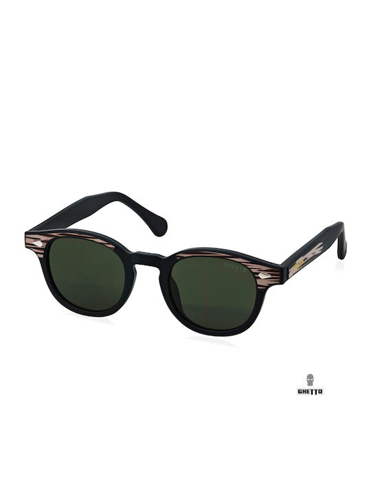 Unisex Sunglasses with Horn-Rimmed Frame Leopard Pattern/Black