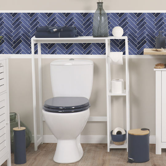 Floor Bathroom Shelf Wooden with 3 Shelves 79x23x95cm White
