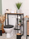 Floor Bathroom Shelf Wooden with 3 Shelves 79x23x95cm Black