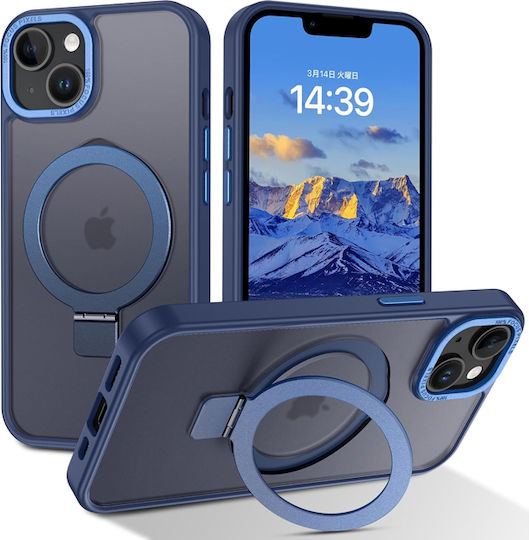 Orso Ostand Umschlag Rückseite Silikon / Kunststoff Blau (iPhone 15)