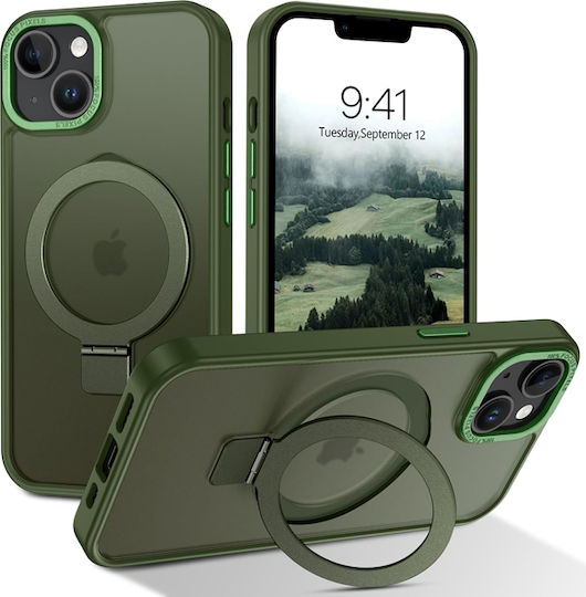 Orso Ostand Back Cover Σιλικόνης / Πλαστικό Πράσινο (iPhone 15)