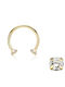 Precious Piercing Circular Barbell Earrings 14K Gold Zircon Gcbz25-10 Transparent Gold