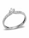 Single Stone Ring White Gold 9 Carats Zircon Stones