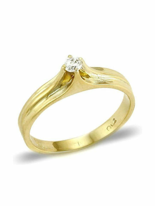 Single Stone Ring Gold 9 Carats Zircon Stones