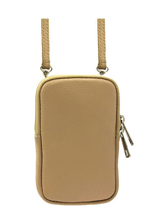 Rl-007 Vera Pelle Leather Clutch-Wallet Strap Pink-Gold Italian