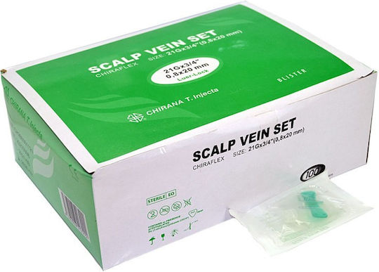 Fluturi Endovenoși 100 Bucăți 21g 0,8mm Verzi