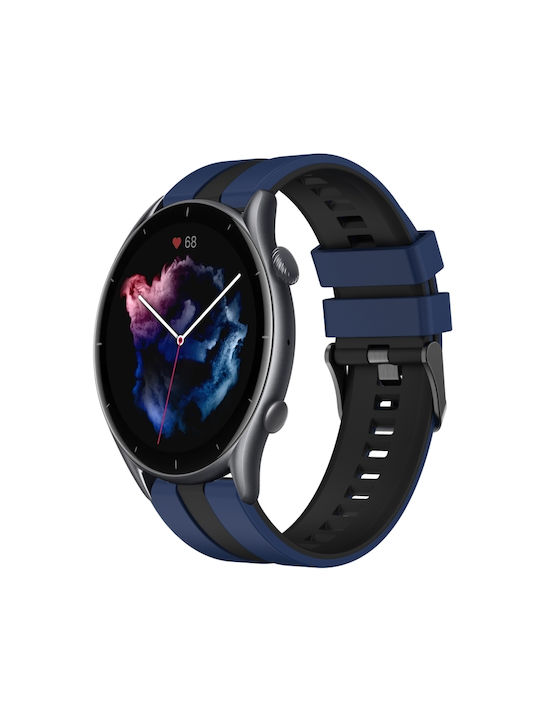 Amazfit GTR 3 22mm Two-Tone Sports Silicone Watch Strap Blue+Black