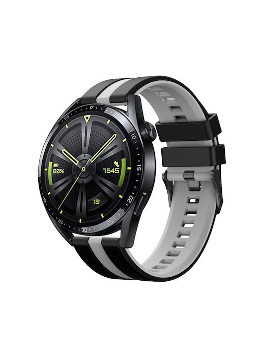 Amazfit GTR 3 22mm Two-Tone Sports Silicone Watch Strap Black+Gray