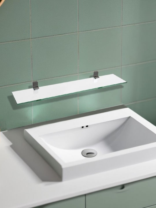 Inter Ceramic Wall Mounted Bathroom Shelf Glass Gray