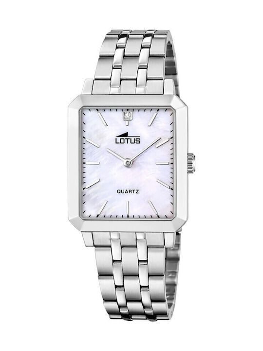 Lotus Watches Γυναικείο Ρολόι Μπαταρίας με Ασημί Μεταλλικό Μπρασελέ