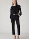 Damen Stoff Hose Schwarz