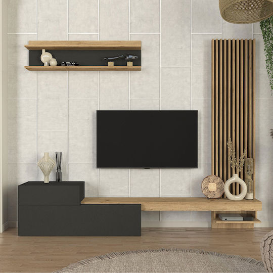 Unitate TV pentru sufragerie Dumont Anthracite - Sepet Oak L240xA36.8xÎ200cm