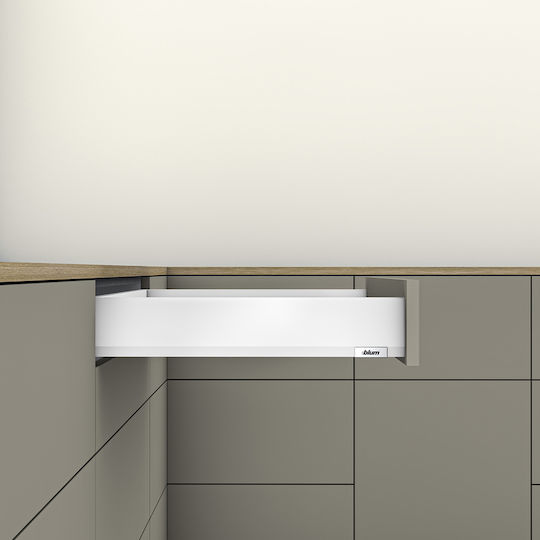 Metallisches Blum Merivobox M Schublade Höhe 10,8cm Tiefe 50cm Tragfähigkeit 40 kg Weiß Satiniert
