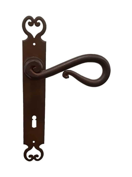 Door Handles Plate Handmade Galbusera 2200 Antique Rust Camaroporta Pair 90mm