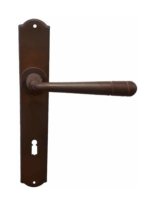 Door Handles Plate Handmade Galbusera 2109 Antique Rust Right Cylinder Security