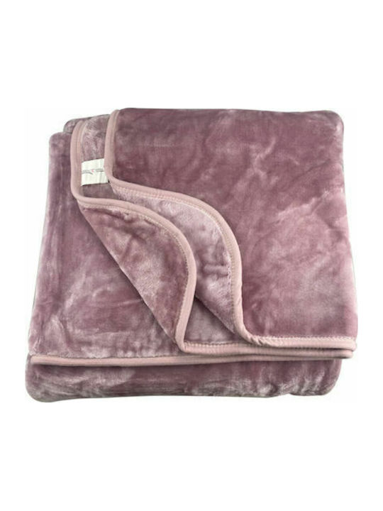 Velvet Blanket Semi-Double Pink Dusty Pink 160x220cm