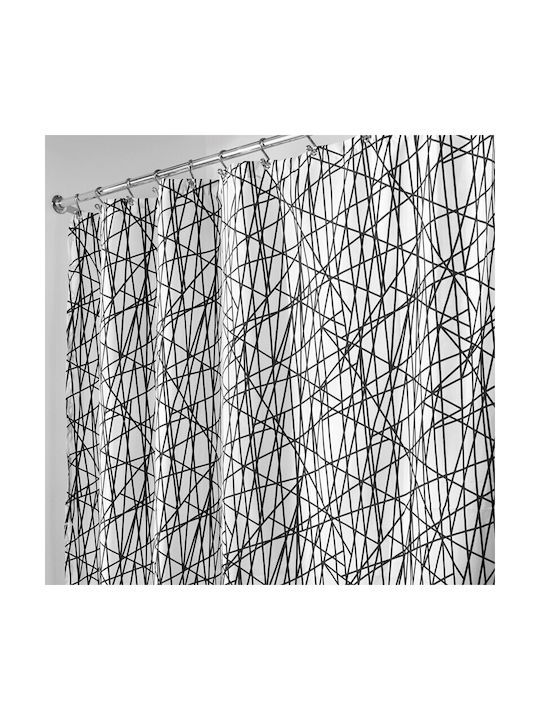 Interdesign Κουρτίνα Μπάνιου Abstract Μαύρο-λευκό Fabric Printed