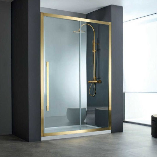 Καμπινα Ντουζιερας Devon Noxx Slider Gold Brushed Clean Glass 150-145/148 Sln 140c-211 & 1τεμ N3/200-211