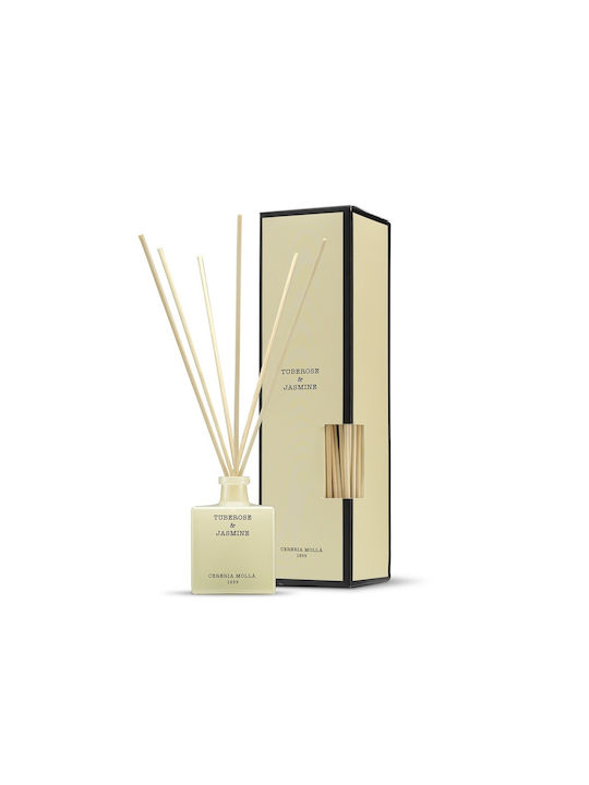 Αρωματικό Sticks Tuberose & Jasmine 100ml Ιβουάρ Γυαλί 5.5x5.5x8 Cereria Molla