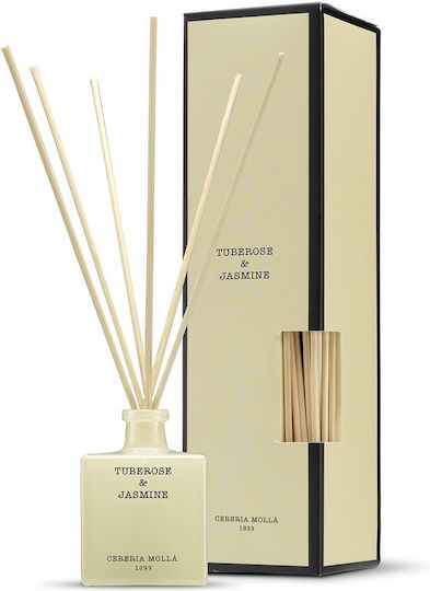 Αρωματικό Sticks Tuberose & Jasmine 100ml Ιβουάρ Γυαλί 5.5x5.5x8 Cereria Molla