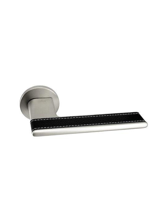 Türgriffe Rosette Zb Yalis 84267 Matt Inox Schwarzes Leder Klammer Wc Paar