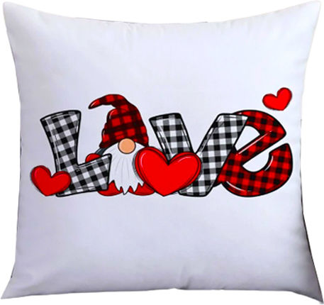 Valentine's Love Small Checkered Throw Pillow 45 x 45 cm Filling