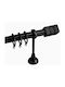 Metallische Ausziehbare Vorhangstangen Φ25 140-250cm Α2 Schwarz