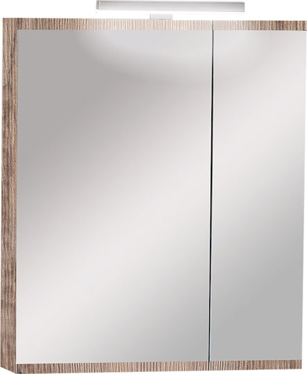 Bathroom Mirror Cabinet Wall Lamp Led Probagno 960ama 60x14x70cm MDF Gray