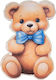 Wooden Printed Bear Suitable for Baptismal Candle and Suitcase Decoration 15x10cm 1 Piece