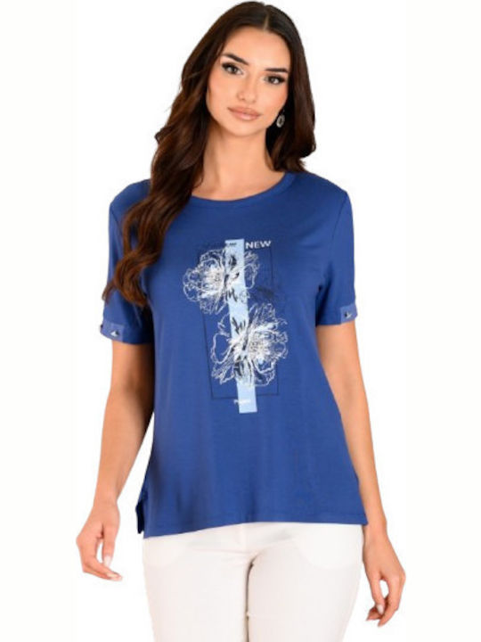Women's Blouse Short Sleeve Indigo